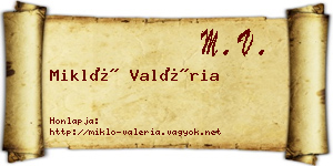 Mikló Valéria névjegykártya